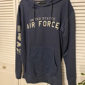 BUNKER 27 US Air Force Heavy Blue Hoodie, Hood, Drawstring, Pocket, Logos